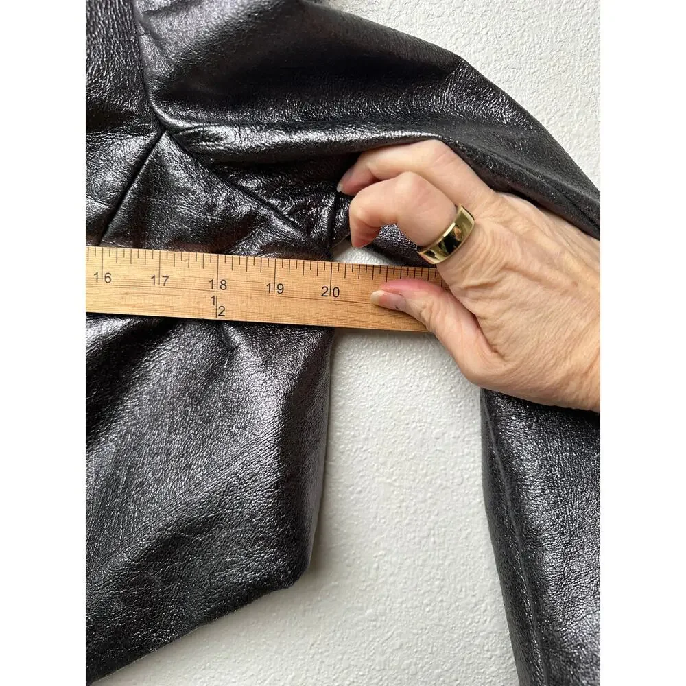 Gareth Pugh gunmetal calf leather cropped jacket women’s 10 draped zip - Picture 14 of 16